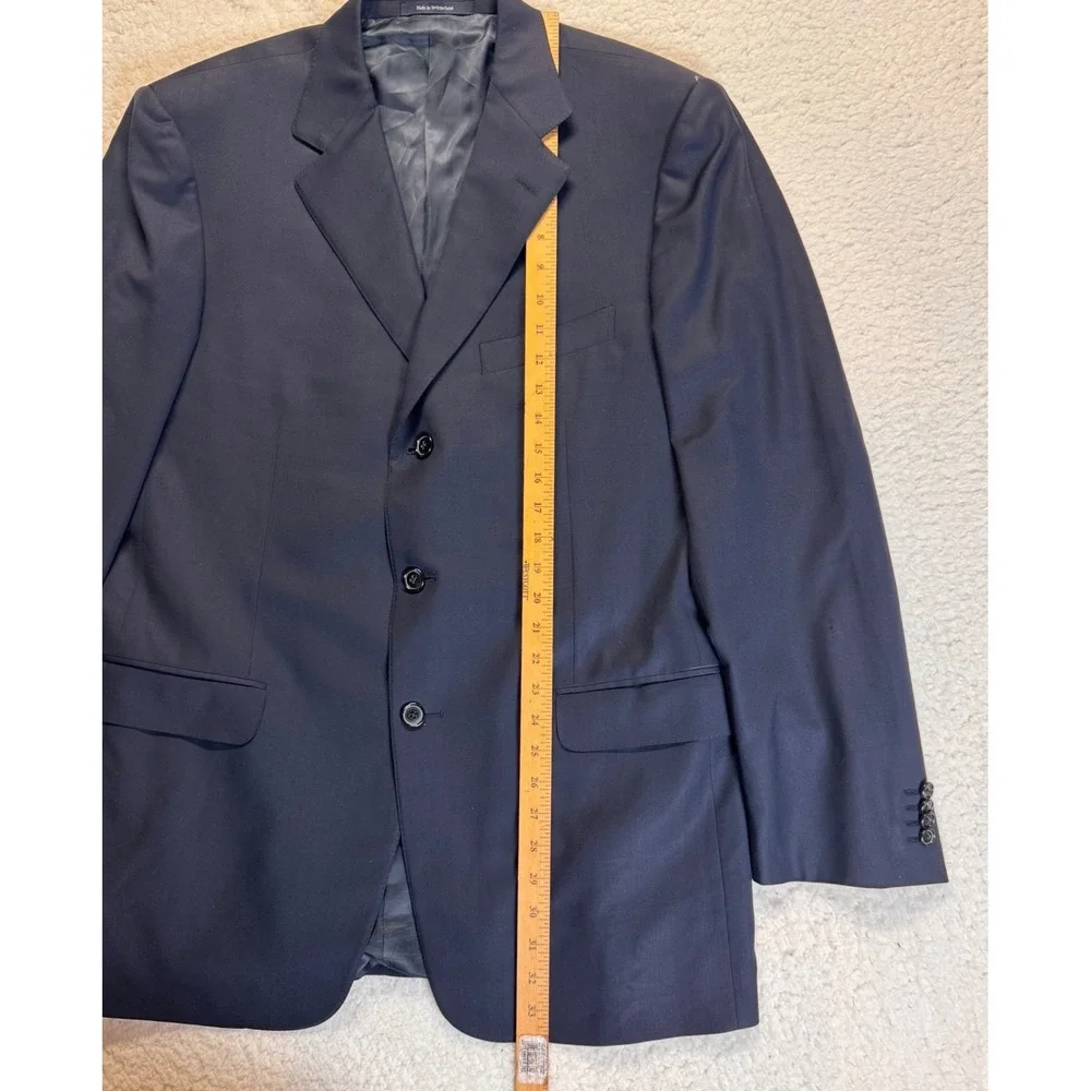 Ermenegildo‎ Zegna Mens Navy Blue 100% Wool 3-Button Suit Jacket Blazer 54 / 44R